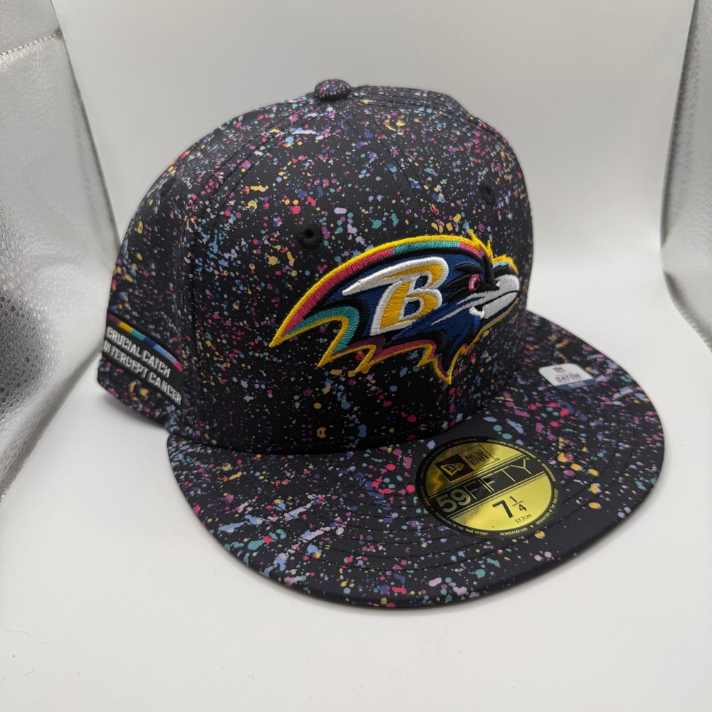 New Era 59FIFTY Baltimore Ravens Crucial Catch Fitted Hat 7 1/4 Black Splatter